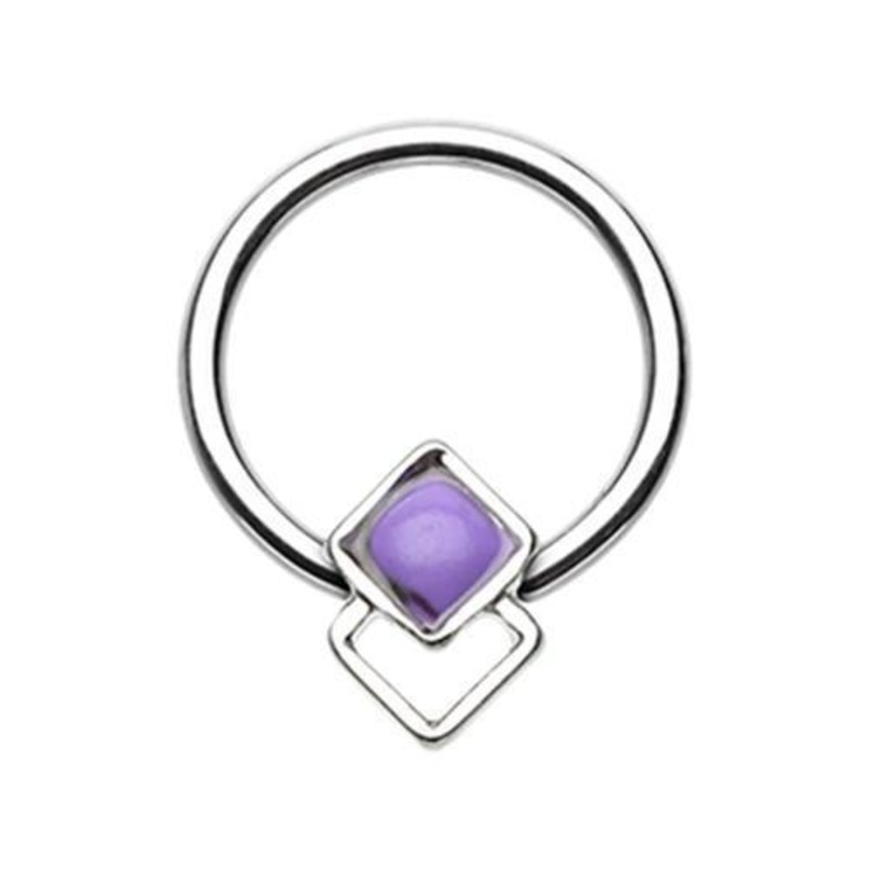 Purple Egyptian Turquoise Captive Bead Ring 16G (1.2mm) Inner Diameter: 3/8″ (10mm)