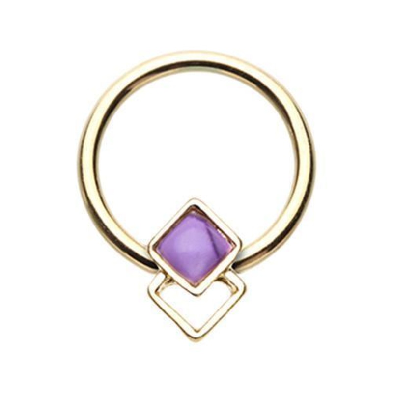 Purple Golden Egyptian Turquoise Captive Bead Ring 16G (1.2mm) Inner Diameter: 3/8″ (10mm)