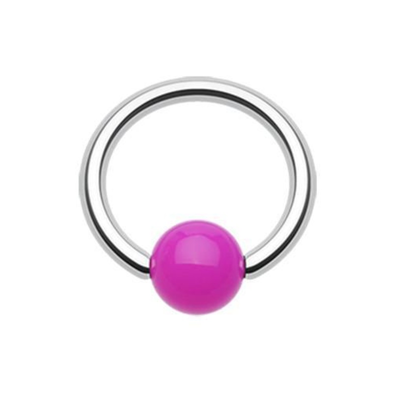 Purple Neon Acrylic Ball Top Captive Bead Ring 14G (1.6mm) Inner Diameter: 3/8″ (10mm) | Ball-Size: 3/16″ (5mm)