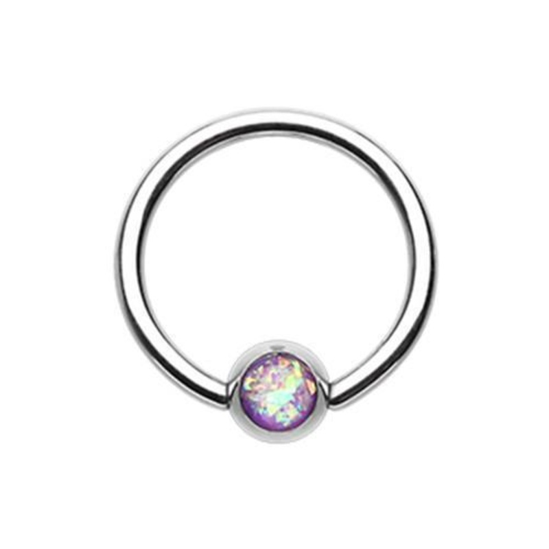 Purple Opal Ball Captive Bead Ring 16G (1.2mm) Inner Diameter: 3/8″ (10mm) | Ball-Size: 5/32″ (4mm)