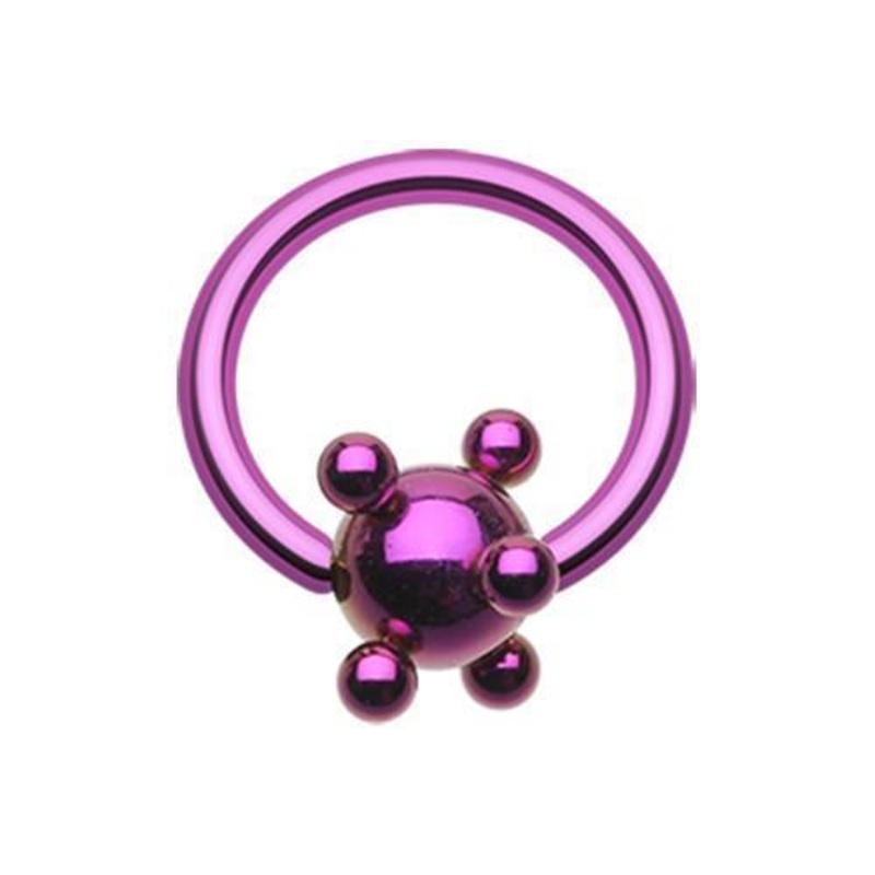 Purple Studded Ball Captive Bead Ring 14G (1.6mm) Inner Diameter: 1/2″ (12.7mm) | Ball-Size: 3/16″ (5mm)