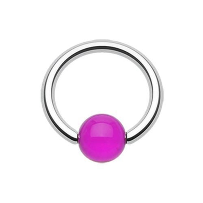 Purple UV Acrylic Ball Top Captive Bead Ring 14G (1.6mm) Inner Diameter: 1/2″ (12.7mm) | Ball-Size: 1/4″ (6mm)