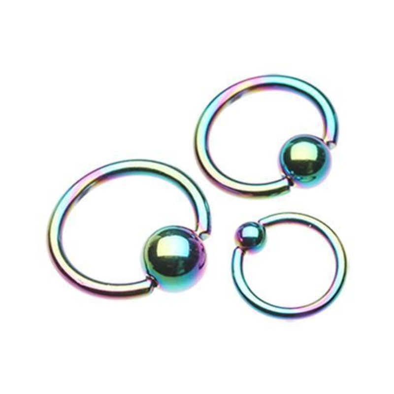 Rainbow Captive Bead Ring 14G (1.6mm) Inner Diameter: 1/2″ (12.7mm) | Ball-Size: 1/4″ (6mm)