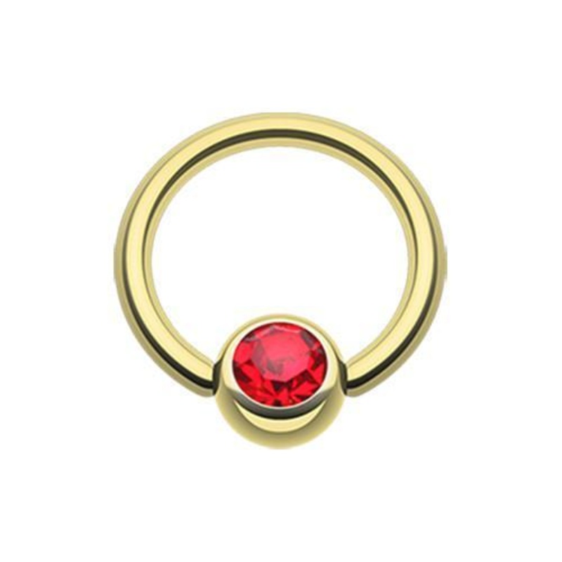 Red Gold Gem Ball Captive Bead Ring 14G (1.6mm) Inner Diameter: 1/2″ (12.7mm) | Ball-Size: 1/4″ (6mm)