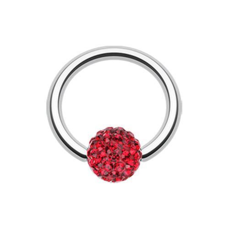 Red Multi-Sprinkle Dot Multi Gem Captive Bead Ring 14G (1.6mm) Inner Diameter: 3/8″ (10mm) | Ball-Size: 3/16″ (5mm)