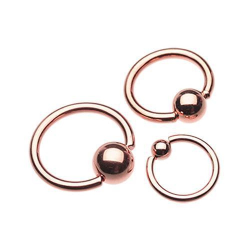 Rose Gold Captive Bead Ring – 1 Piece 14G (1.6mm) Inner Diameter: 1/2″ (12.7mm) | Ball-Size: 1/4″ (6mm)