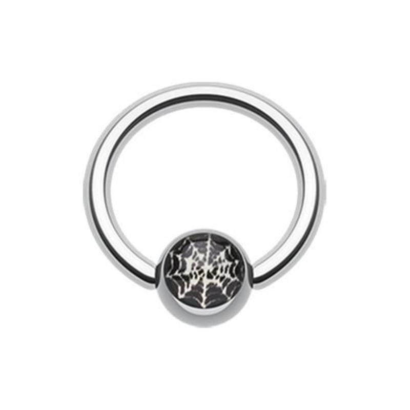 Spider Web Logo Ball Captive Bead Ring 14G (1.6mm) Inner Diameter: 7/16″ (11mm) | Ball-Size: 1/4″ (6mm)