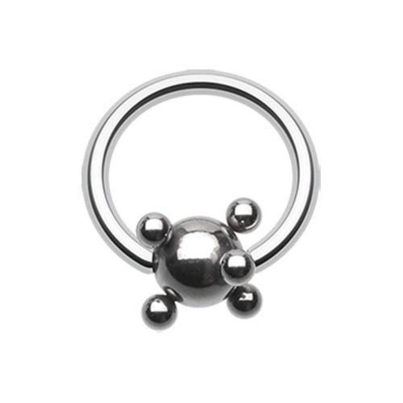 Studded Ball Steel Captive Bead Ring 14G (1.6mm) Inner Diameter: 1/2″ (12.7mm) | Ball-Size: 3/16″ (5mm)