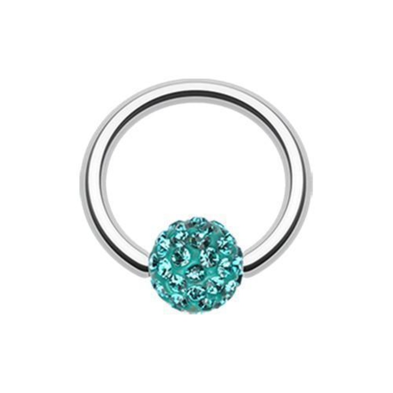 Teal Multi-Sprinkle Dot Multi Gem Captive Bead Ring 14G (1.6mm) Inner Diameter: 3/8″ (10mm) | Ball-Size: 3/16″ (5mm)