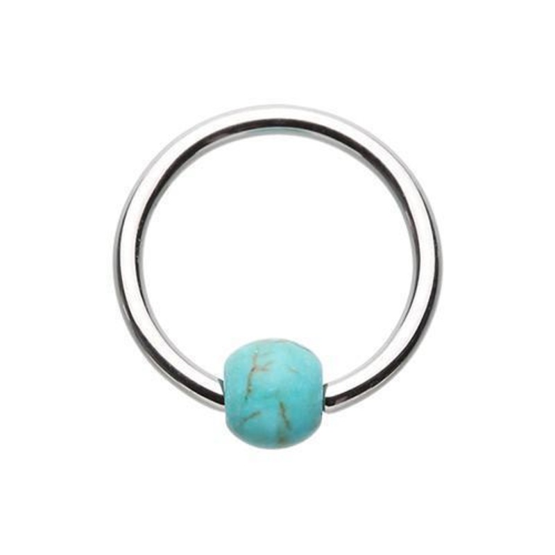 Turquoise Bead Captive Ring 16G (1.2mm) Inner Diameter: 3/8″ (10mm) | Ball-Size: 5/32″ (4mm)