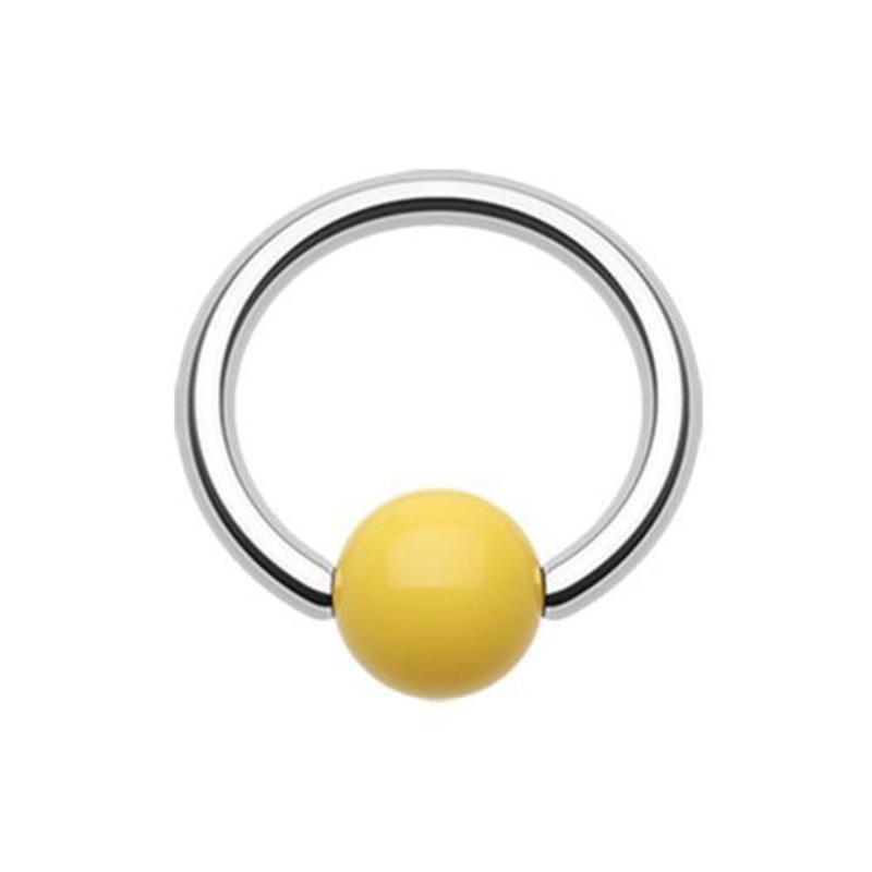 Yellow Neon Acrylic Ball Top Captive Bead Ring 14G (1.6mm) Inner Diameter: 3/8″ (10mm) | Ball-Size: 3/16″ (5mm)