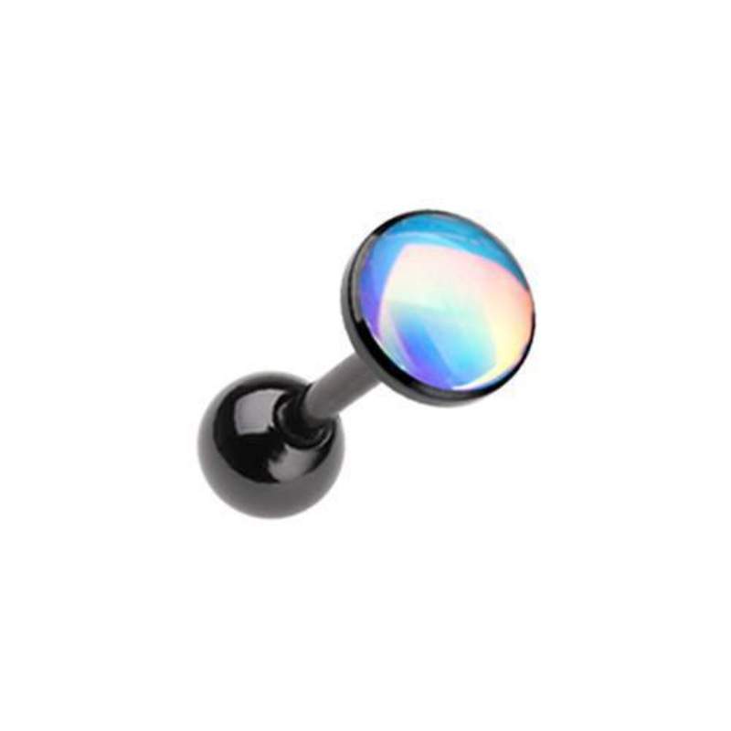 Black Convex Revo Tragus Cartilage Barbell Earring – 1 Piece 18G (1mm) Length: 1/4″ (6mm) | Ball-Size: 5/32″ (4mm)