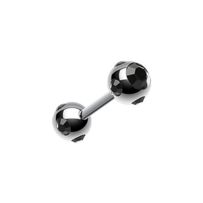 Black Double Aurora Gem Ball Tragus Cartilage Barbell Earring – 1 Piece 16G (1.2mm) Length: 5/16″ (8mm) | Ball-Size: 1/8″ (3mm)
