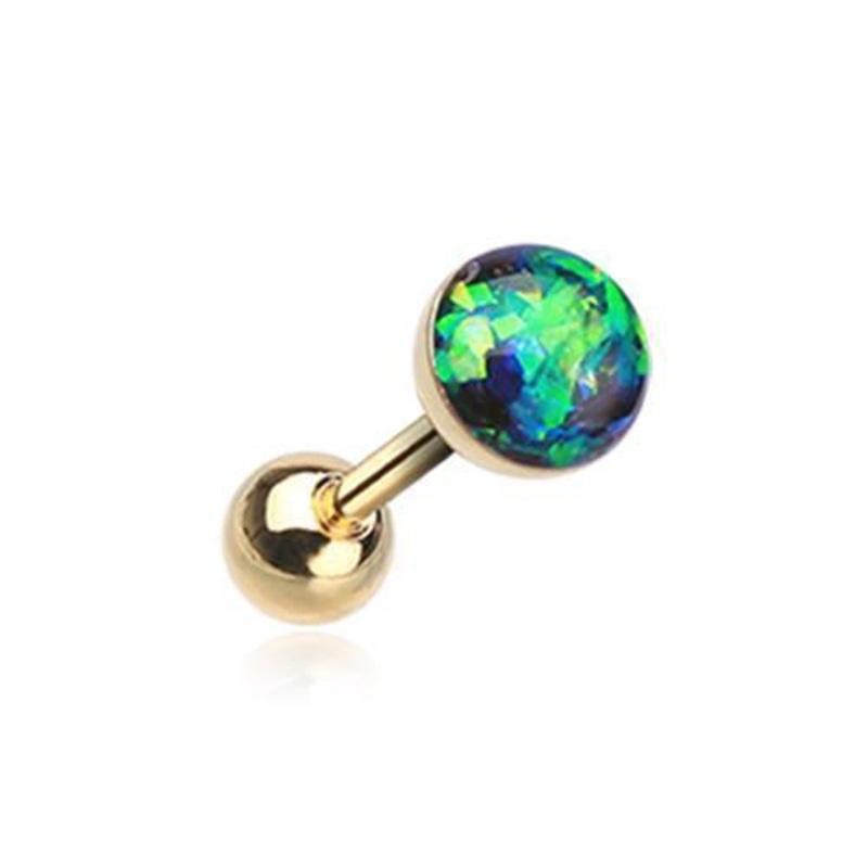 Black Golden Opal Sparkle Tragus Cartilage Barbell Earring – 1 Piece 18G (1mm) Length: 1/4″ (6mm) | Ball-Size: 1/8″ (3mm)