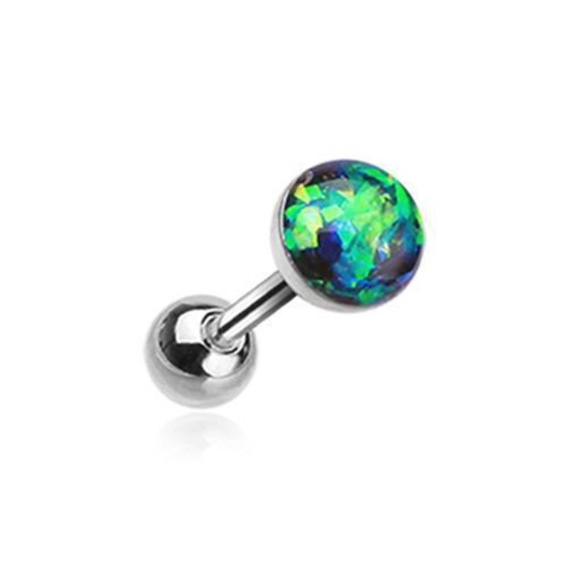 Black Opal Sparkle Tragus Cartilage Barbell Earring – 1 Piece 18G (1mm) Length: 1/4″ (6mm) | Ball-Size: 1/8″ (3mm)