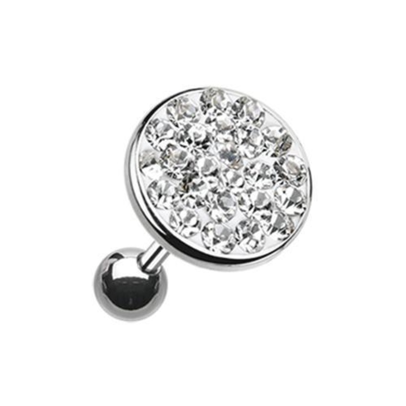 Clear Multi-Sprinkle Dot Multi-Gem Round Tragus Cartilage Barbell Earring – 1 Piece 18G (1mm) Length: 1/4″ (6mm) | Ball-Size: 1/4″ (6mm)