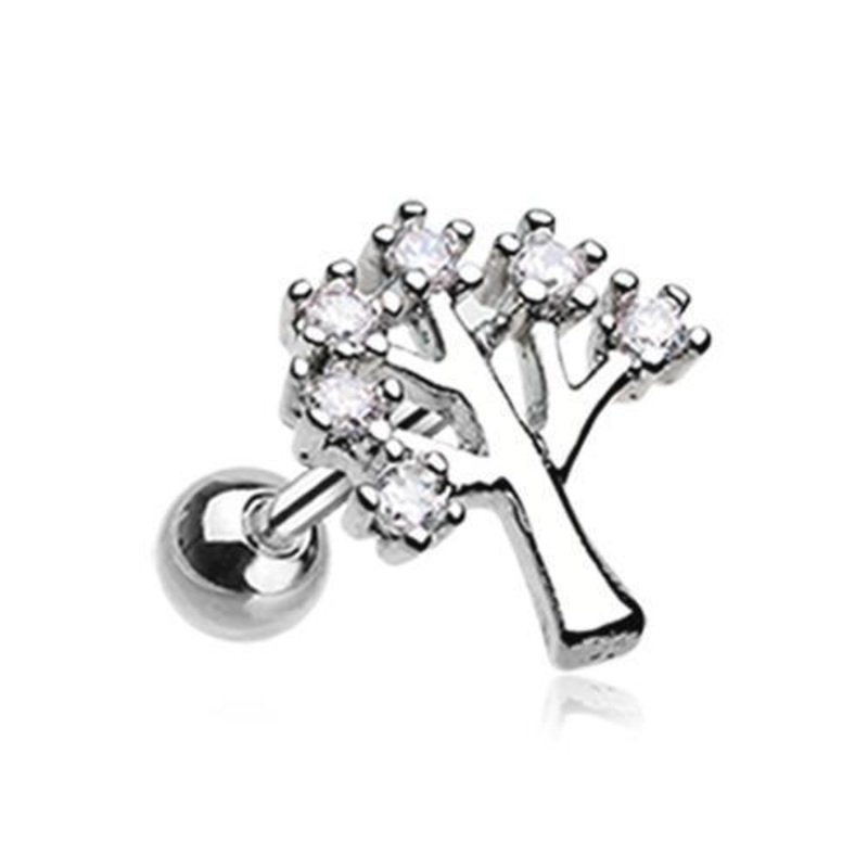 Clear The Tree of Life Sparkle Tragus Cartilage Barbell Earring – 1 Piece 18G (1mm) Length: 1/4″ (6mm)