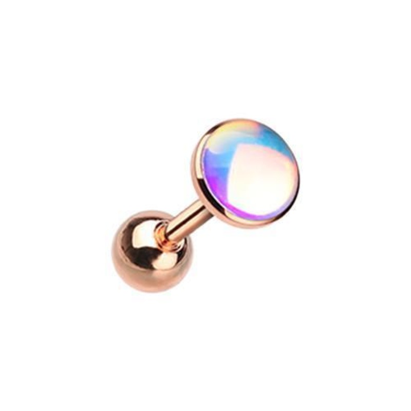 Rose Gold Convex Revo Tragus Cartilage Barbell Earring – 1 Piece 18G (1mm) Length: 1/4″ (6mm) | Ball-Size: 5/32″ (4mm)