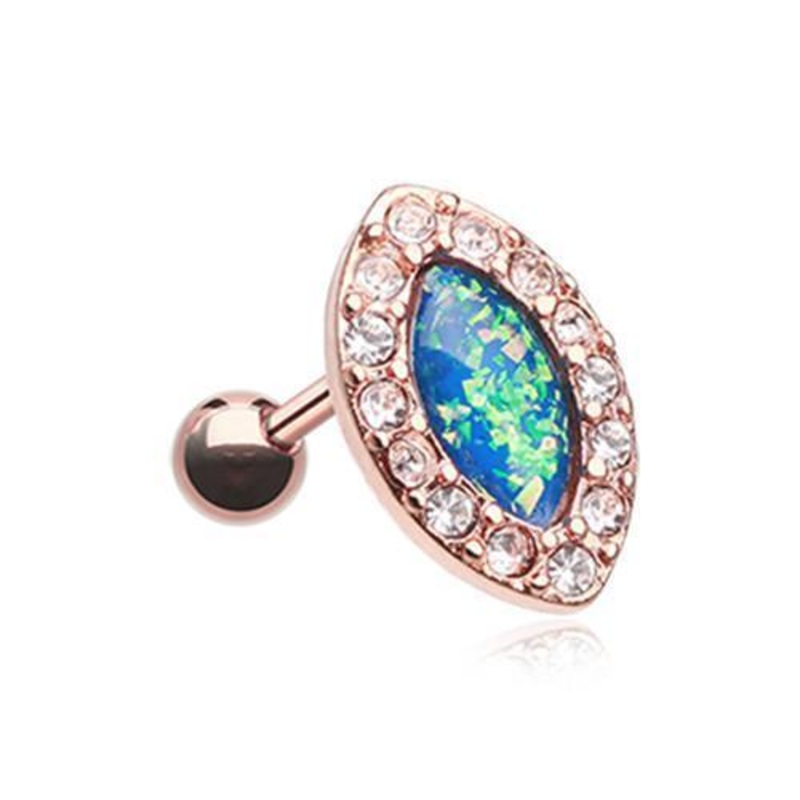 Rose Gold Diamante Tragus Cartilage Barbell Earring – 1 Piece 18G (1mm) Length: 1/4″ (6mm)