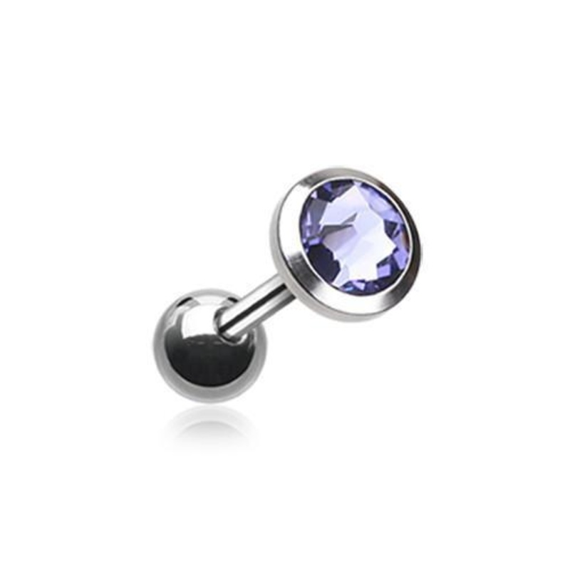Tanzanite Gem Sparkle Tragus Cartilage Barbell Earring – 1 Piece 18G (1mm) Length: 1/4″ (6mm) | Ball-Size: 1/8″ (3mm)