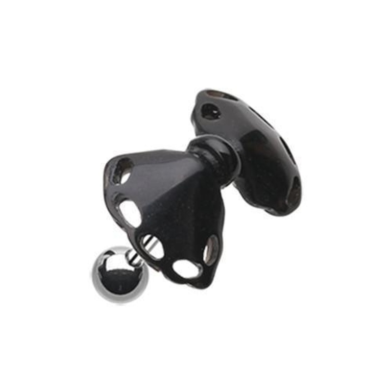 Black Cute Bow-Tie Tragus Cartilage Barbell Earring – 1 Piece 18G (1mm) Length: 1/4″ (6mm)