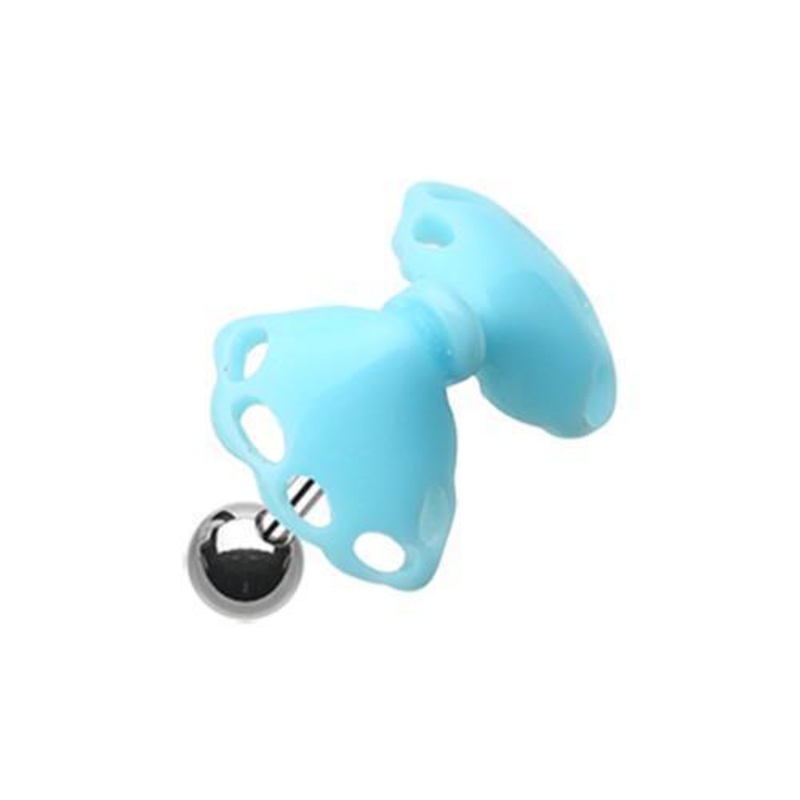 Light Blue Cute Bow-Tie Tragus Cartilage Barbell Earring – 1 Piece 18G (1mm) Length: 1/4″ (6mm)