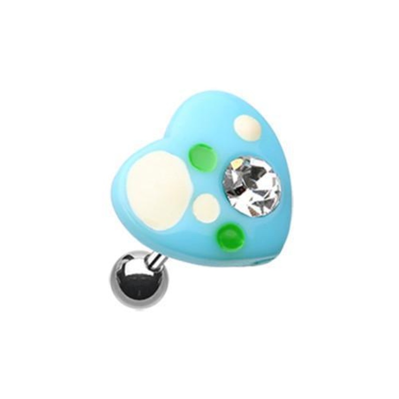 Light Blue Sweet Heart Tragus Cartilage Barbell Earring – 1 Piece 18G (1mm) Length: 1/4″ (6mm)
