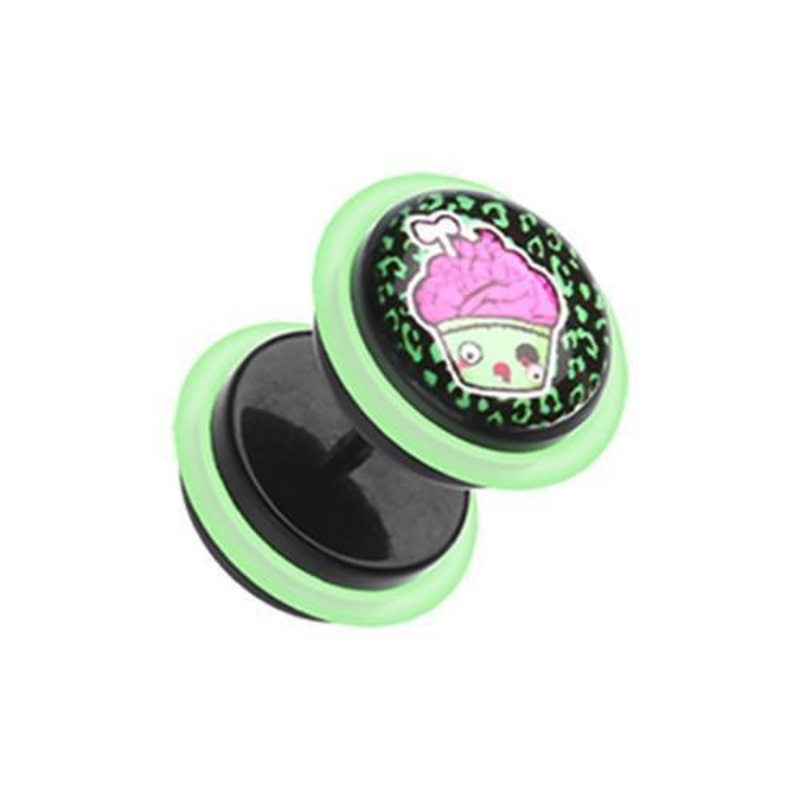 Zombie Cupcake Acrylic Fake Plug w/ O-Rings – 1 Pair 16G (1.2mm) Length : 1/4″ (6mm) | Ball-Size : 3/8″ (10mm)