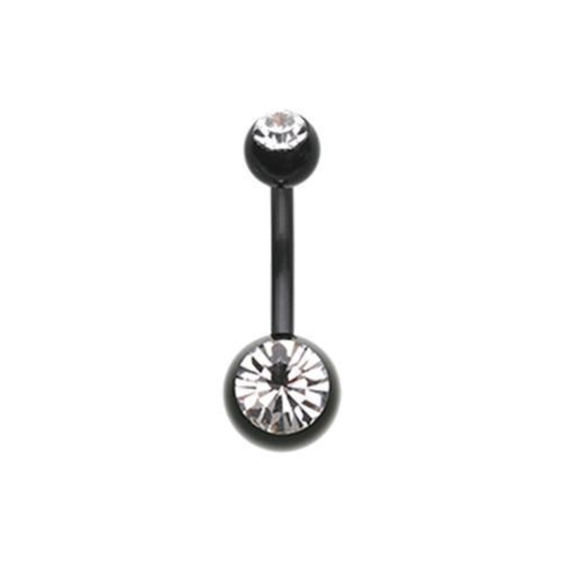 Black Bio Flexible Shaft Gem Ball Acrylic Belly Button Ring Belly Retainer – 1 Piece 14G (1.6mm) Length : 3/8″ (10mm) | Ball-Size : 3/16×5/16″ (5x8mm)
