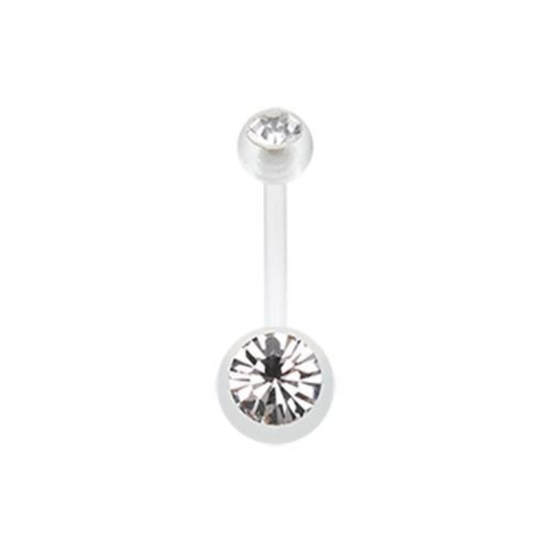 Clear Bio Flexible Shaft Gem Ball Acrylic Belly Button Ring Belly Retainer – 1 Piece 14G (1.6mm) Length : 3/8″ (10mm) | Ball-Size : 3/16×5/16″ (5x8mm)