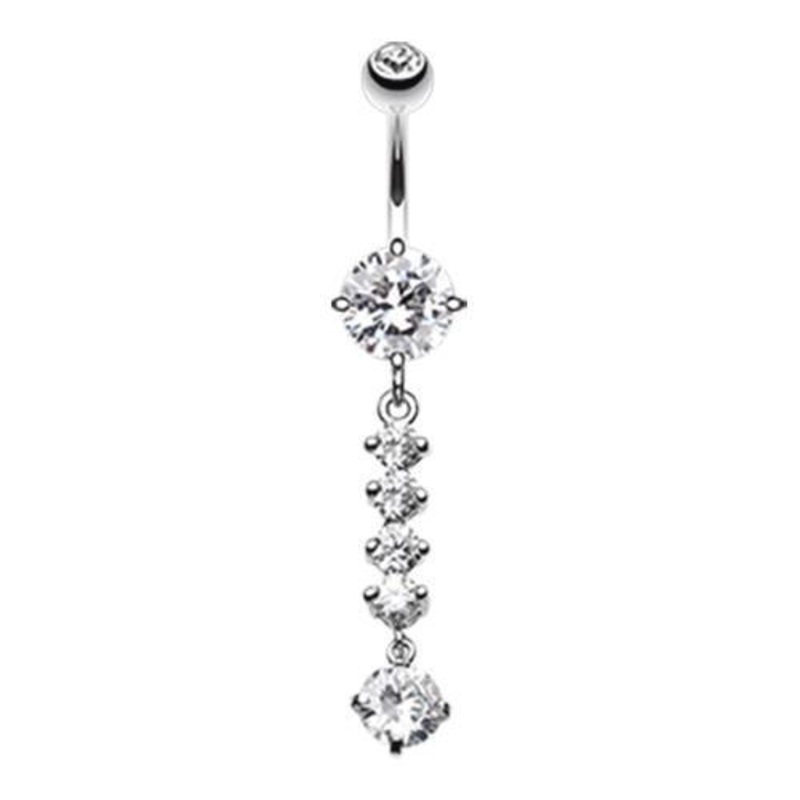 Clear Classy Multi Gem Belly Buton Ring 14G (1.6mm) Length: 3/8″ (10mm)