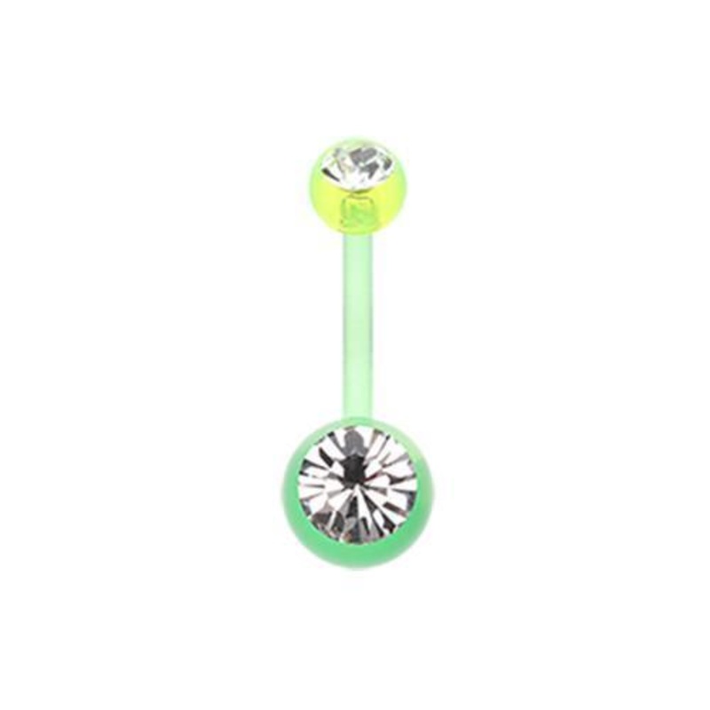 Light Green Bio Flexible Shaft Gem Ball Acrylic Belly Button Ring Belly Retainer – 1 Piece 14G (1.6mm) Length : 3/8″ (10mm) | Ball-Size : 3/16×5/16″ (5x8mm)
