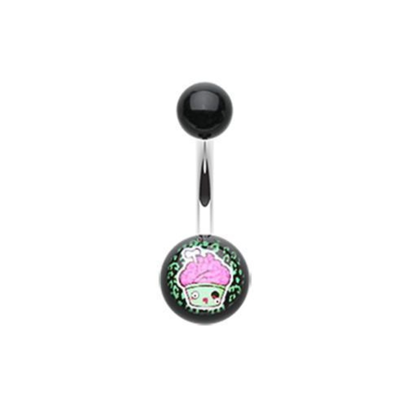 Zombie Cupcake Acrylic Logo Belly Ring 14G (1.6mm) Length: 3/8″ (10mm) | Ball-Size: 3/16×5/16″ (5x8mm)