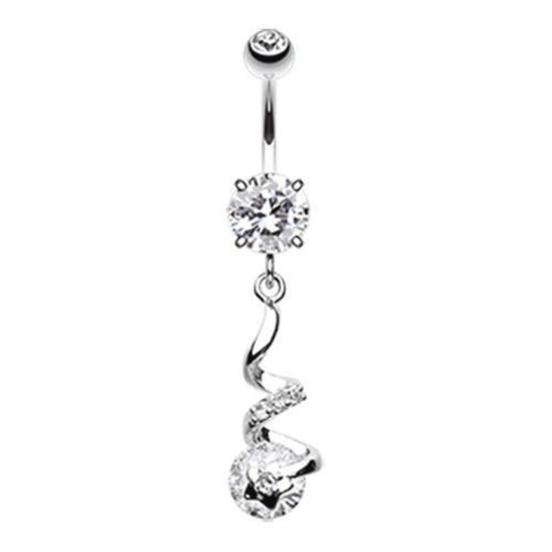 Clear Aurora Twist Star Dangle Belly Ring 14G (1.6mm) Length: 3/8″ (10mm)