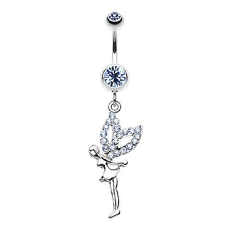 Aqua Fairy Dazzle Dangle Belly Ring 14G (1.6mm) Length: 3/8″ (10mm)