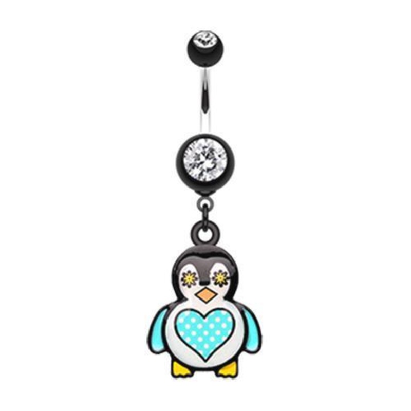 Black Chubba Wubba Penguin Dangle Belly Ring 14G (1.6mm) Length: 3/8″ (10mm)