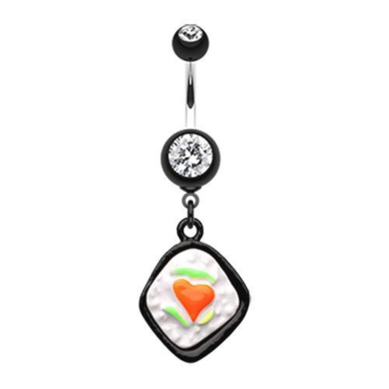 Black Lovely Bento Dangle Belly Ring 14G (1.6mm) Length: 3/8″ (10mm)