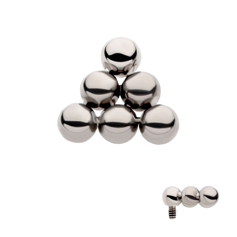 Titanium Internally Threaded 6 Beads Pyramid Shape Cartilage Replacement Top – 1 Piece . Ball-Size: Top: 6mm (L) x 5.45mm (W) x 2mm (H)
