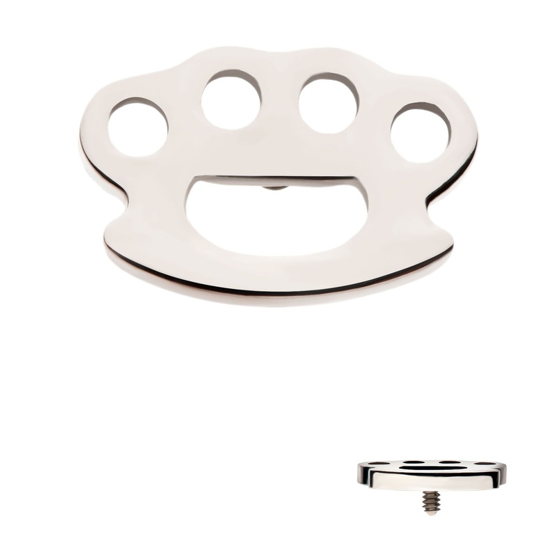 Titanium Internally Threaded Brass Knuckle Cartilage Replacement Top – 1 Piece . Ball-Size: Top: 6.85mm (L) x 4.45mm (W) x 0.95mm (H)