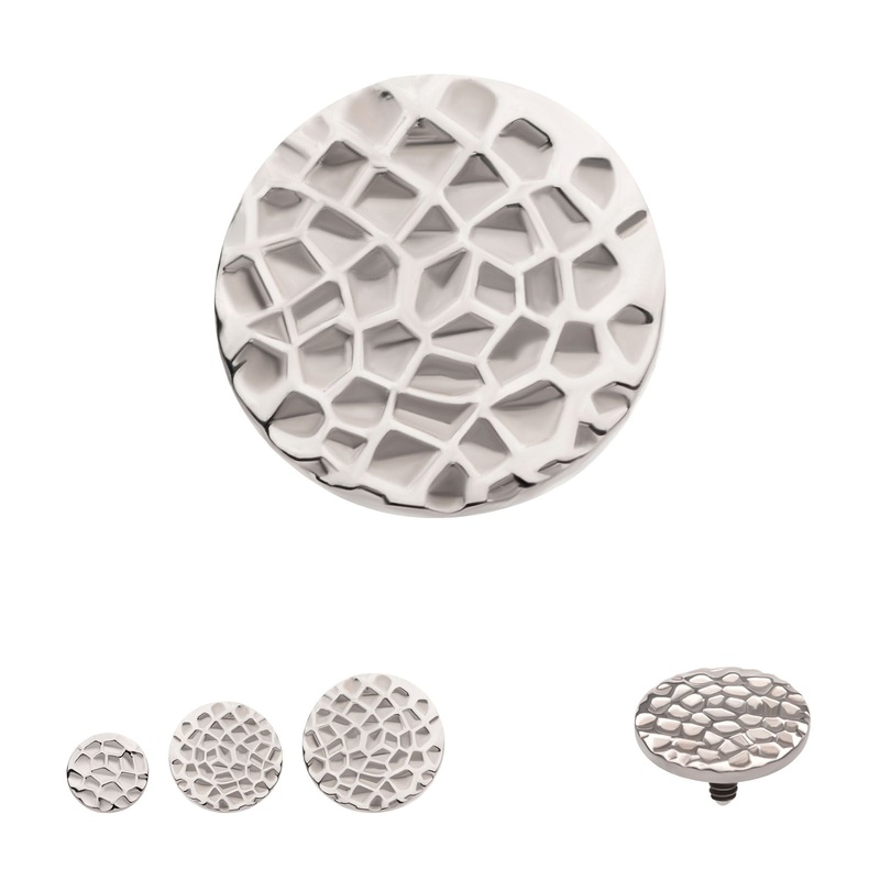 Titanium Internally Threaded Hammered Disk Cartilage Replacement Top – 1 Piece . Ball-Size: Top: 3mm (L) x 3mm (W) x 0.8mm (H)