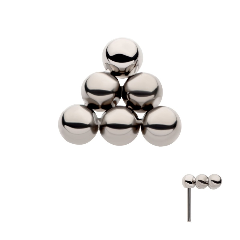 Titanium Threadless 6 Beads Pyramid Shape Labret Cartilage Replacement Top – 1 Piece . Top: 6mm (L) x 5.45mm (W) x 2mm (H)