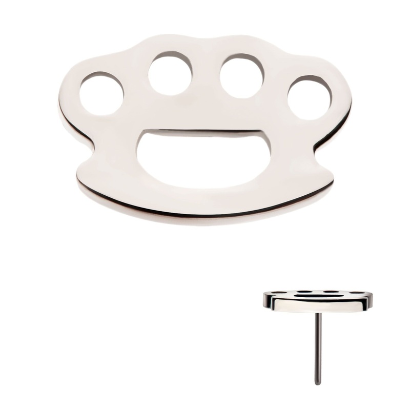 Titanium Threadless Brass Knuckle Labret Cartilage Replacement Top – 1 Piece . Top: 6.85mm (L) x 4.45mm (W) x 0.95mm (H)