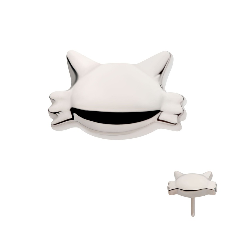 Titanium Threadless Cat’s Head Labret Cartilage Replacement Top – 1 Piece . Top: 5.65mm (L) x 3.65mm (W) x 1.35mm (H)