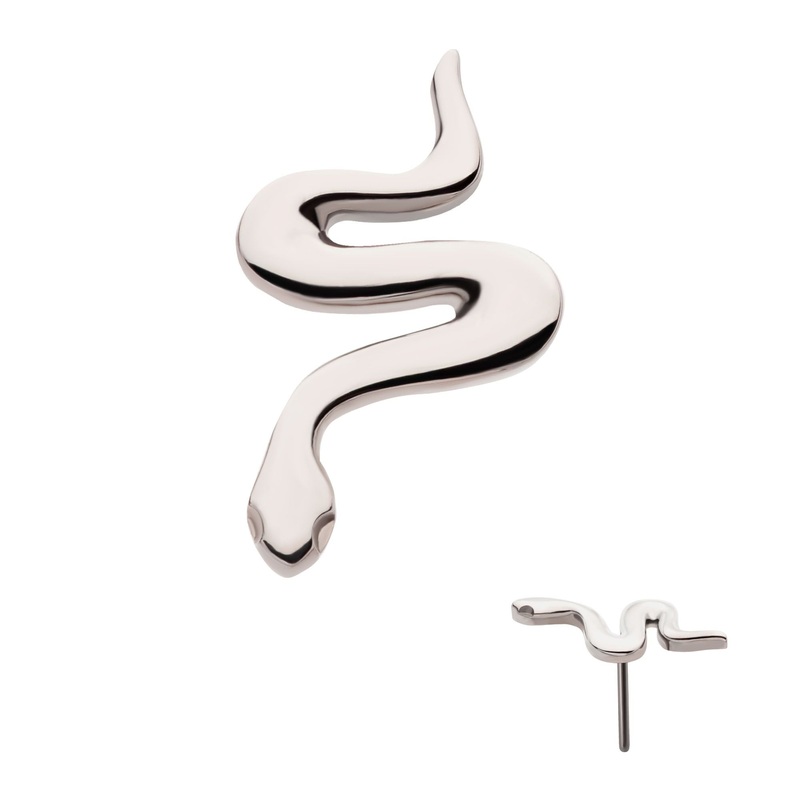 Titanium Threadless Snake Labret Cartilage Replacement Top – 1 Piece . Top: 9.6mm (L) x 5.6mm (W) x 0.85mm (H)