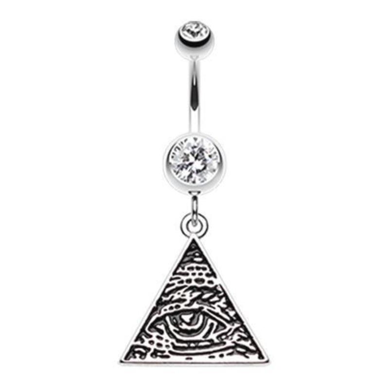 Clear Eye of Providence Dangle Belly Ring 14G (1.6mm) Length: 3/8″ (10mm)
