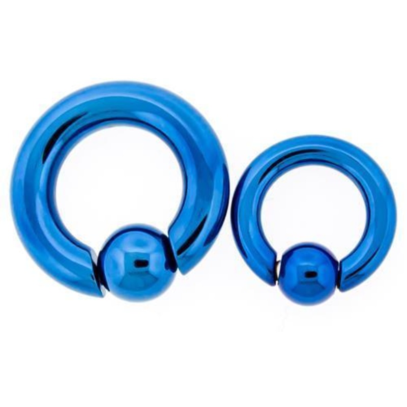 Blue Titanium Captive Bead Ring – 1 Piece – Special 10G (2.6mm) Inner Diameter: 3/8″ (10mm) | Ball-Size: 5mm