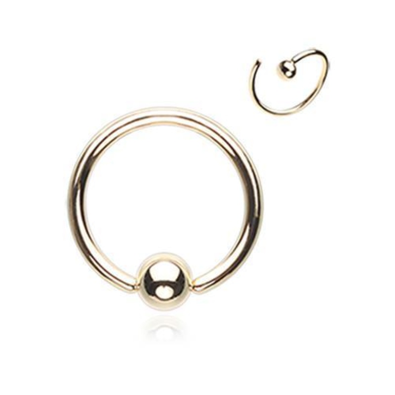 Golden CBR Style Bendable Captive Bead Ring 18G (1mm) Inner Diameter: 3/8″ (10mm) | Ball-Size: 1/8″ (3mm)