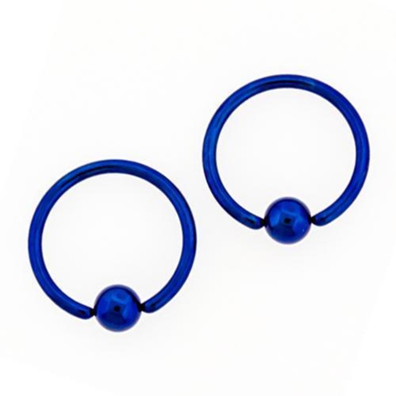 Dark Blue Titanium Captive Bead Ring – 1 Piece – Special 10G (2.6mm) Inner Diameter: 3/8″ (10mm) | Ball-Size: 5mm