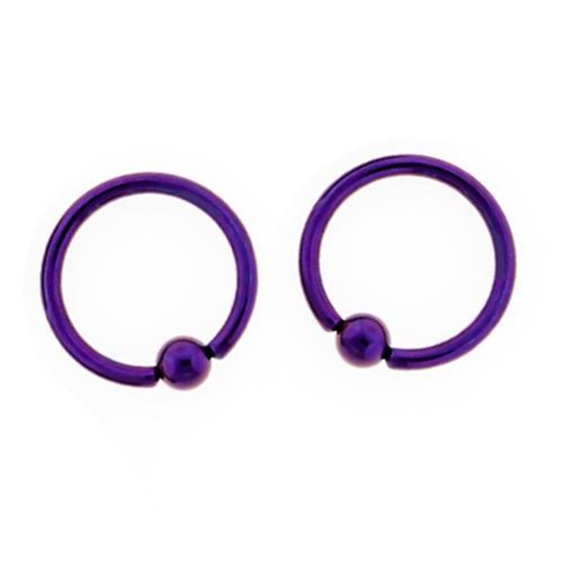 Dark Purple Titanium Captive Bead Ring – 1 Piece – Special 10G (2.6mm) Inner Diameter: 3/8″ (10mm) | Ball-Size: 5mm