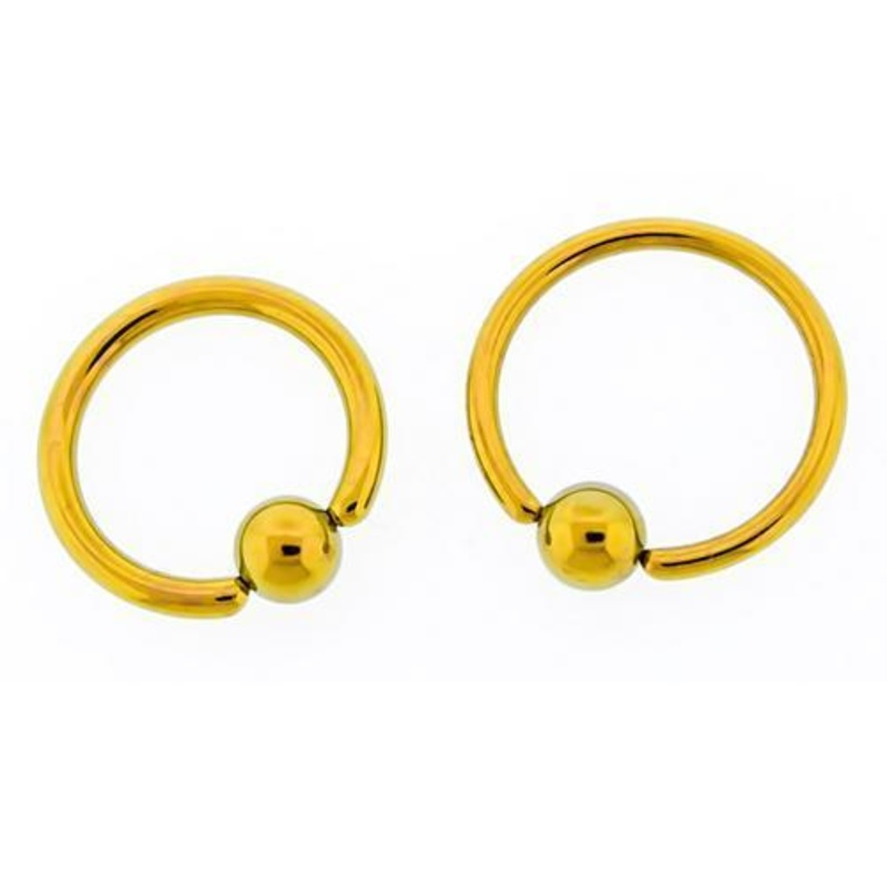 Golden Titanium Captive Bead Ring – 1 Piece – Special 10G (2.6mm) Inner Diameter: 3/8″ (10mm) | Ball-Size: 5mm
